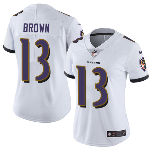 Nike Ravens #13 John Brown White Women's Stitched NFL Vapor Untouchable Limited Jersey